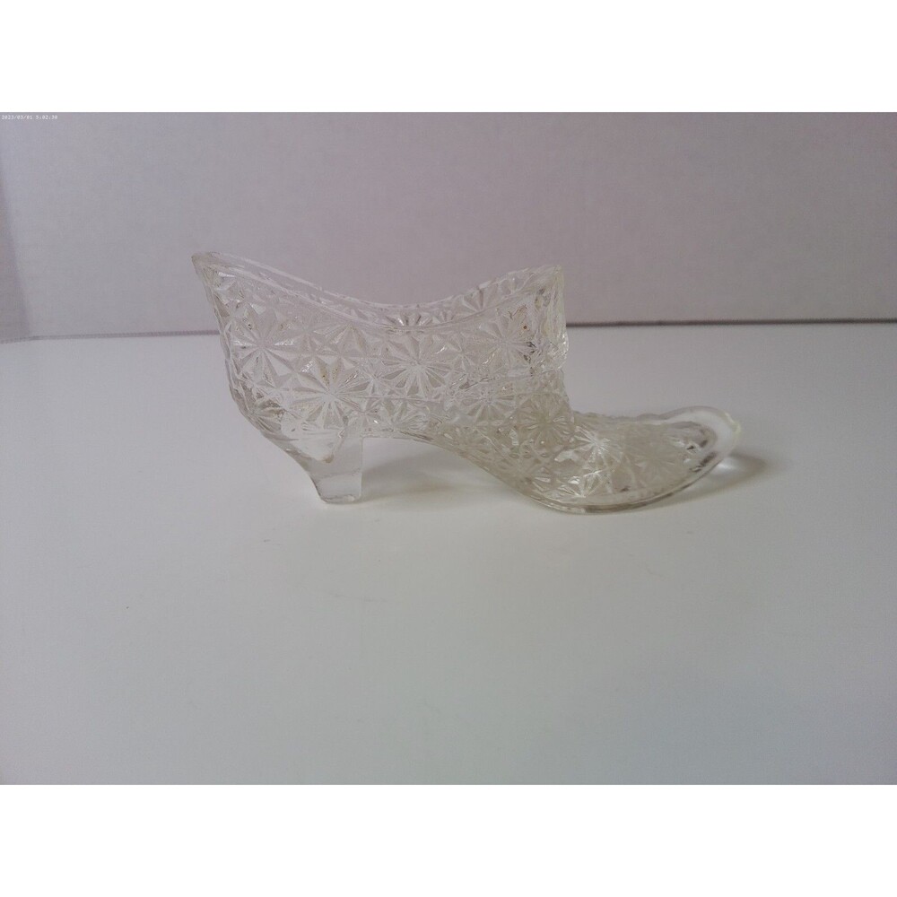 6" Chrystal Glass Shoe Trinket Holder